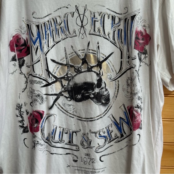 Marc Eckō Cut & Sew Y2K Affliction Style White Tee XXL - Picture 2 of 7